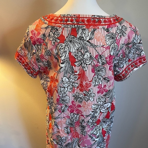 Pappogallo Dress Size 10 Embroidery around neck sleeves V Neck Fully Lin… - Picture 6 of 12